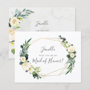 Rustic Eucalyptus Cream Rose Be my Maid of Honour Invitation