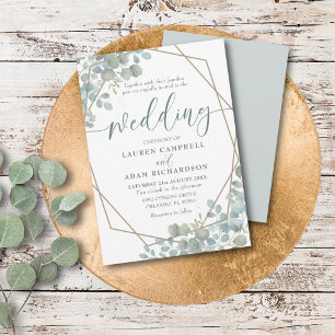 Rustic Eucalyptus Dusty Blue Wedding  Invitation