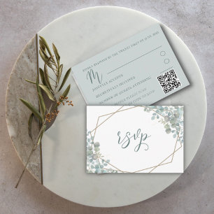 Rustic Eucalyptus Dusty Blue Wedding RSVP Enclosure Card