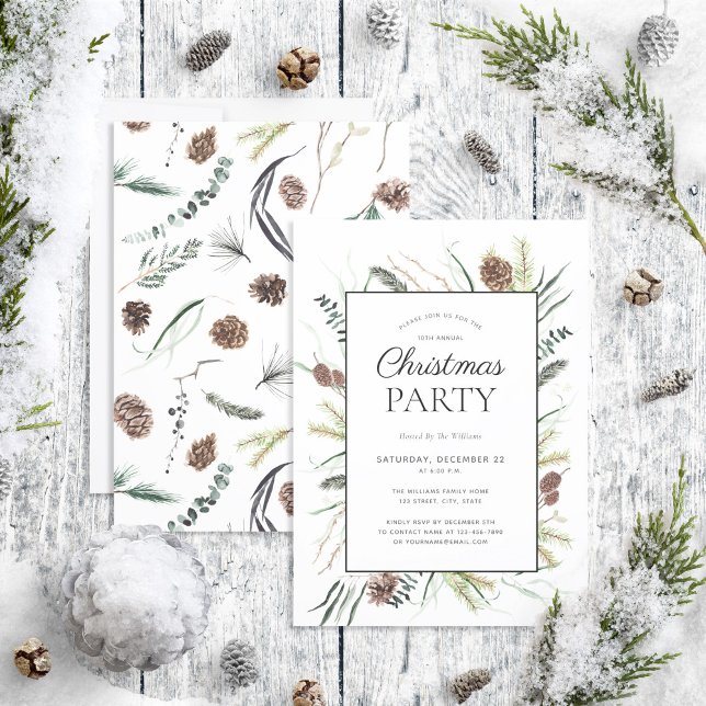 Rustic Eucalyptus Dusty Winter Holiday Party Invitation (Creator Uploaded)