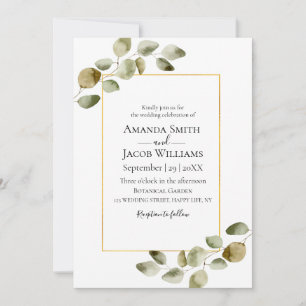 Rustic Eucalyptus Fall Wedding  Invitation