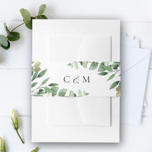 Rustic Eucalyptus Foliage Wedding Invitation Belly Invitation Belly Band
