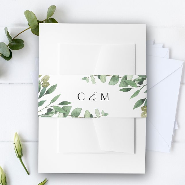 Rustic Eucalyptus Foliage Wedding Invitation Belly Invitation Belly Band (Rustic Eucalyptus Foliage Wedding Invitation Belly Invitation Belly Band)