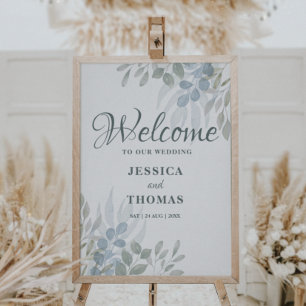 Rustic Eucalyptus Foliage Wedding Welcome  Poster