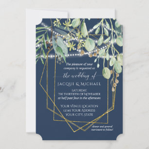 Rustic Eucalyptus Forest Foliage Geometric Wedding Invitation