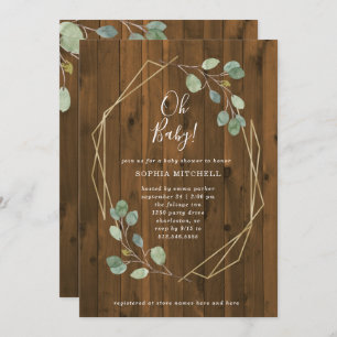 Rustic Eucalyptus Geometric Baby Shower   Oh Baby Invitation