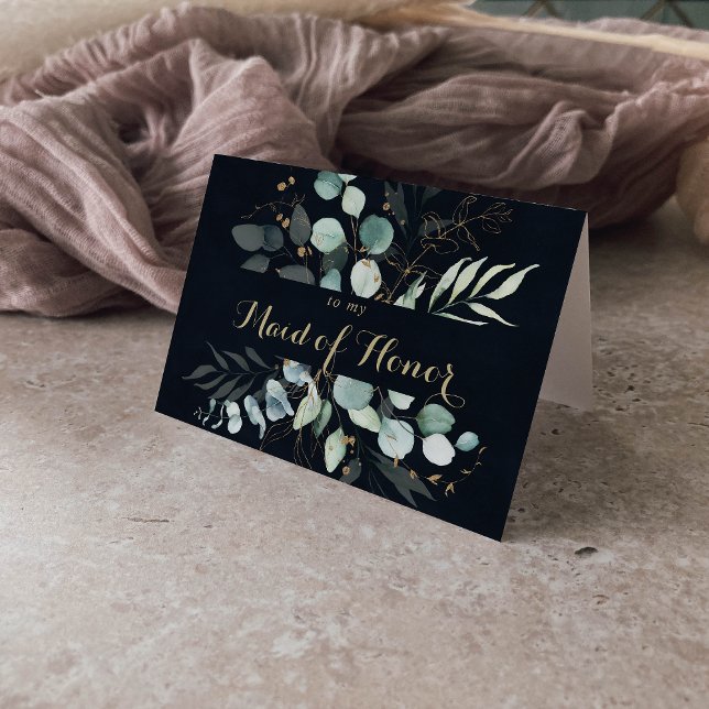 Rustic Eucalyptus Gold Blue Bridal Party Thank You Card (Creator Uploaded)