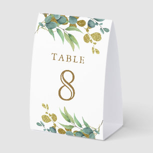 Rustic Eucalyptus Gold Branch Wedding Table Number
