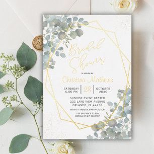 Rustic Eucalyptus Gold Calligraphy Bridal Shower