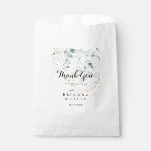 Rustic Eucalyptus Gold Floral Thank You Wedding Favour Bag