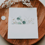 Rustic Eucalyptus Gold Floral Wedding Invitation Envelope<br><div class="desc">This rustic eucalyptus gold floral wedding invitation envelope is perfect for a simple wedding. This artistic design features hand-drawn gold floral and watercolor eucalyptus green foliage,  inspiring natural beauty.

Personalise the envelope flap with your return address.</div>