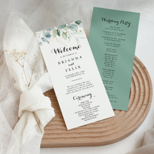 Rustic Eucalyptus Gold Floral Wedding Program