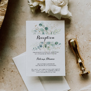 Rustic Eucalyptus Gold Floral Wedding Reception Enclosure Card