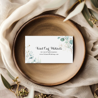Rustic Eucalyptus Gold Floral Wedding Website Enclosure Card