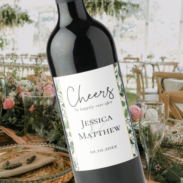 Rustic Eucalyptus Gold Foil Wedding Wine Label (Rustic Eucalyptus Gold Foil Wedding Wine Label)