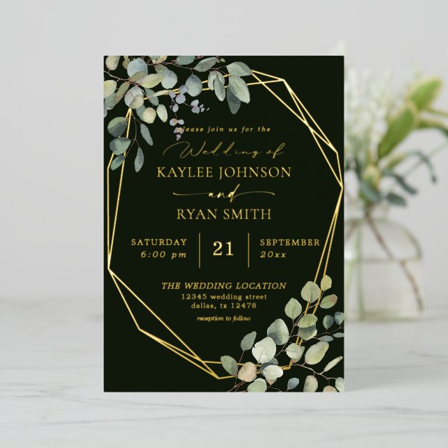 Rustic Eucalyptus & Gold Frame Wedding Full - DKGR (Standing Front)