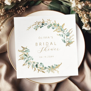 Rustic eucalyptus gold greenery boho Bridal Shower Napkin