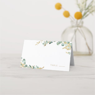 Rustic eucalyptus gold greenery boho wedding place card