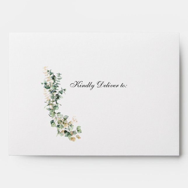 Rustic Eucalyptus Gold Wedding Invitation Envelope (Front)