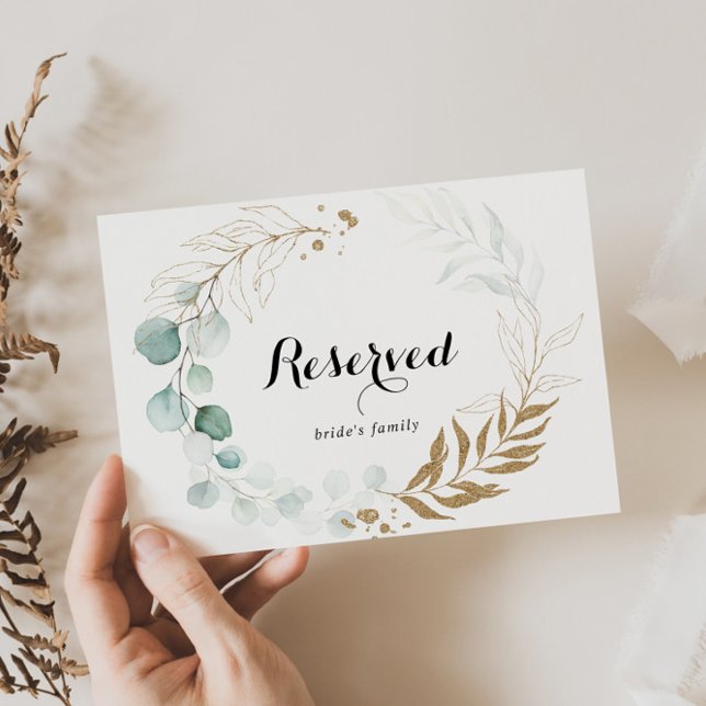Rustic Eucalyptus Gold Wedding Reserved Sign (Creator Uploaded)