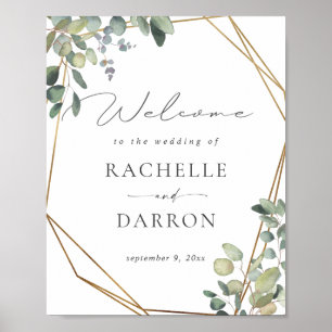 Rustic Eucalyptus & Gold Welcome Sign