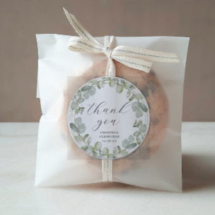 Rustic Eucalyptus Green Wedding Thank You Favour  Classic Round Sticker