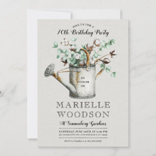Rustic Eucalyptus Greenery 70th Birthday Party Invitation