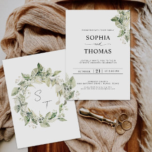 Rustic Eucalyptus Greenery Baby's Breath Wedding  Invitation
