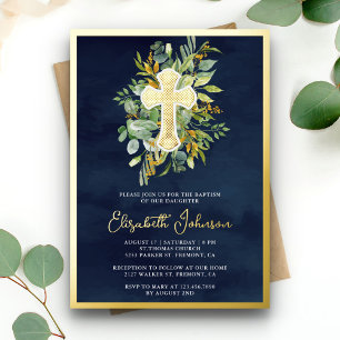 Rustic Eucalyptus Greenery Baptism Navy Blue Gold