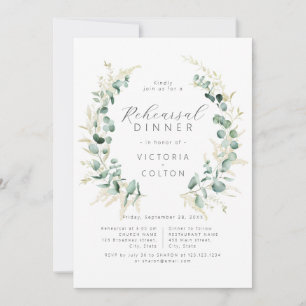 Rustic eucalyptus greenery boho Rehearsal Dinner Invitation