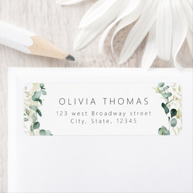 Rustic eucalyptus greenery boho return address label (Insitu)