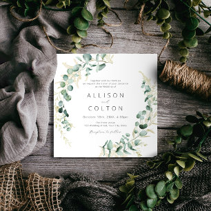 rustic eucalyptus greenery boho wedding invitation