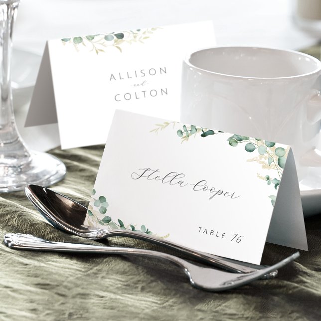 Rustic eucalyptus greenery boho wedding Place Card (Rustic eucalyptus greenery boho wedding Place Card)