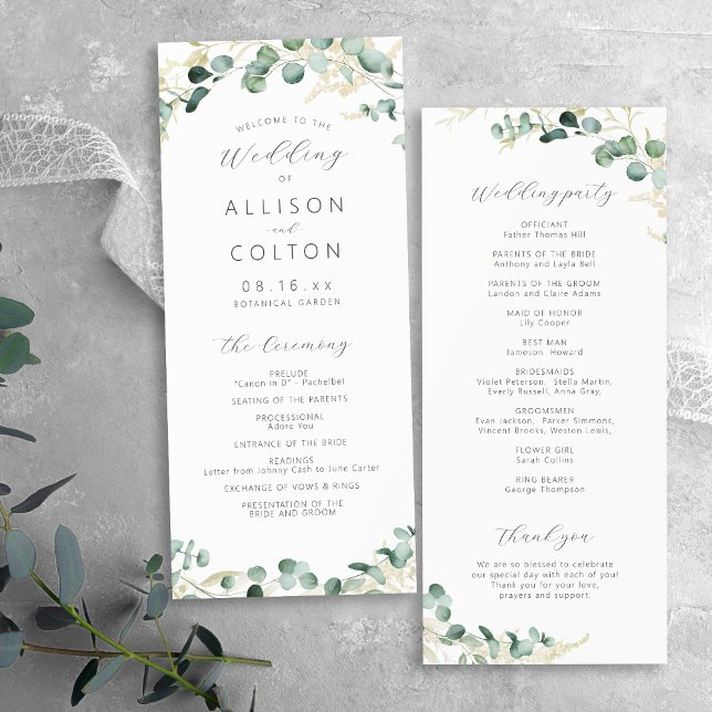 Rustic eucalyptus greenery boho wedding program (Rustic eucalyptus greenery boho wedding program)