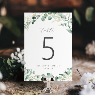 Rustic eucalyptus greenery boho wedding  table number