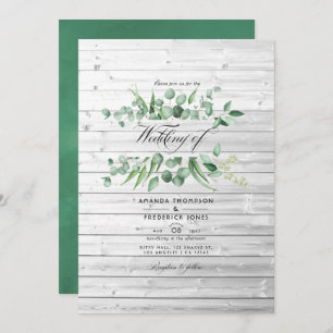 Rustic Eucalyptus Greenery Country Barn Wedding Invitation