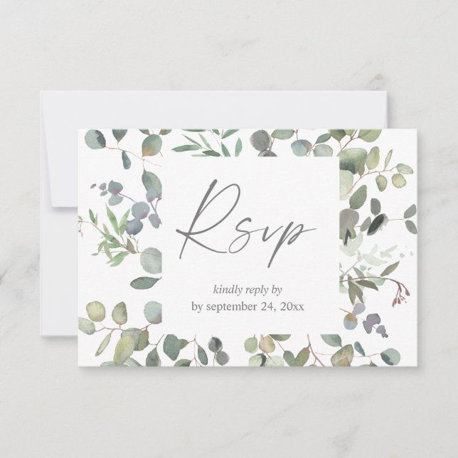 Rustic Eucalyptus Greenery D 2 with Meal RSVP Card (Front)