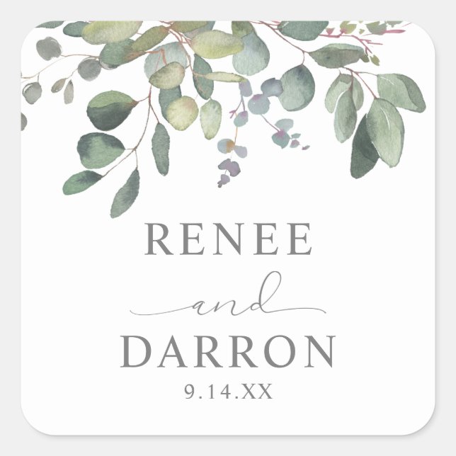 Rustic Eucalyptus Greenery Duo 1B Square Sticker (Front)
