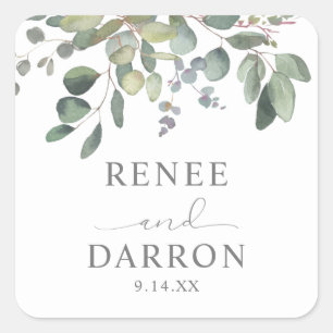 Rustic Eucalyptus Greenery Duo 1B Square Sticker