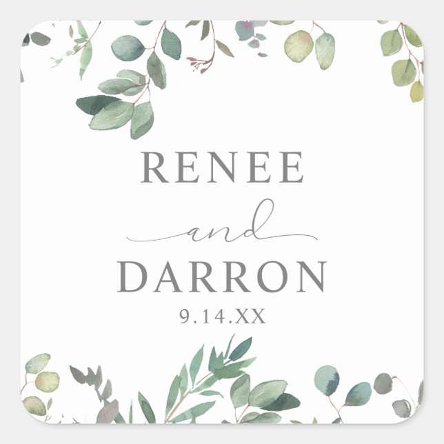 Rustic Eucalyptus Greenery Duo 3 Square Sticker (Front)