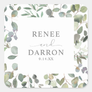 Rustic Eucalyptus Greenery Duo 4 Square Sticker