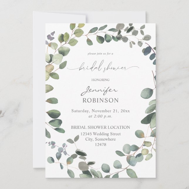 Rustic Eucalyptus Greenery Duo Bridal Shower Invitation (Front)
