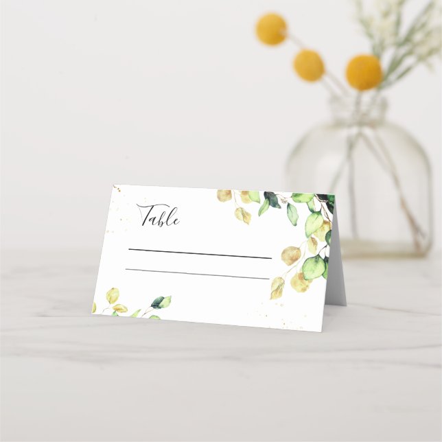 Rustic eucalyptus greenery elegant aesthetic place card (Front)