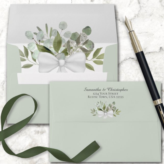 Rustic Eucalyptus & Greenery Elegant Sage Wedding Envelope (Creator Uploaded)