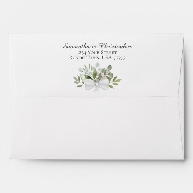 Rustic Eucalyptus & Greenery Elegant White Wedding Envelope (Back (Top Flap))