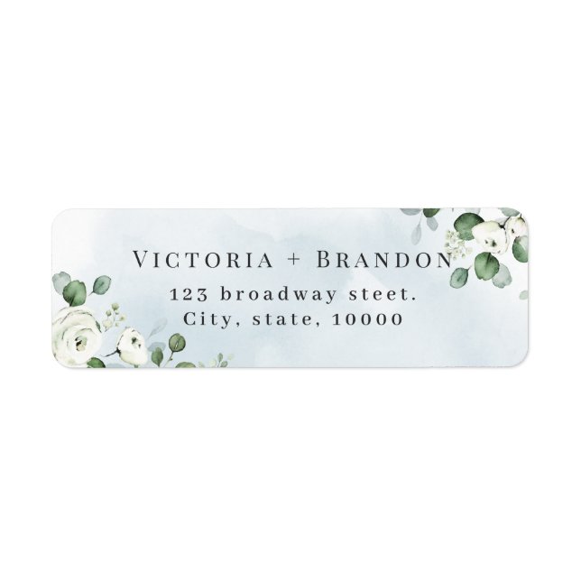 Rustic eucalyptus greenery floral return address label (Front)