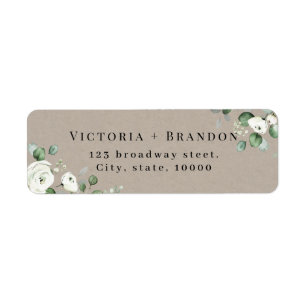Rustic eucalyptus greenery floral return address label