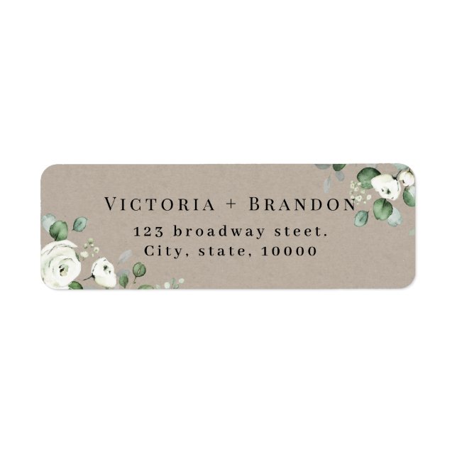 Rustic eucalyptus greenery floral return address label (Front)