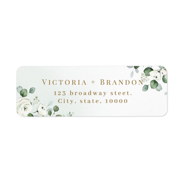 Rustic eucalyptus greenery floral return address label (Front)
