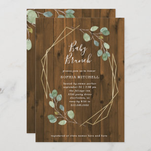 Rustic Eucalyptus Greenery Geometric Baby Brunch Invitation